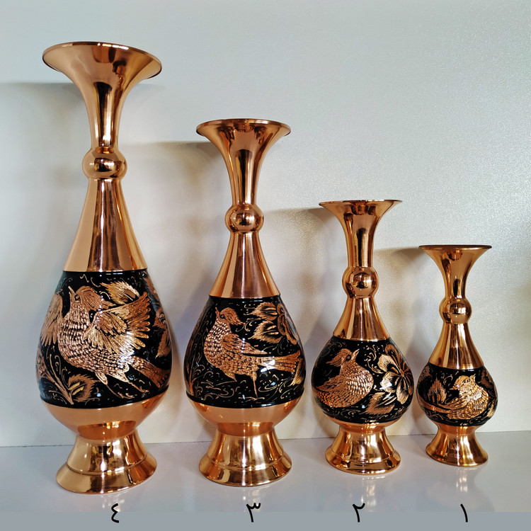 گلدان مسی مدل الماس تراش ارتفاع 25