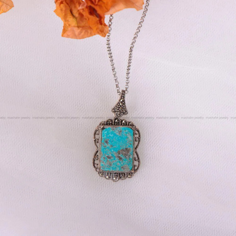 گردنبند فیروزه زنانه کد 2372