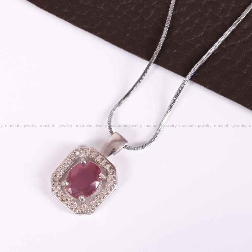 گردنبند یاقوت سرخ زنانه کد 2467