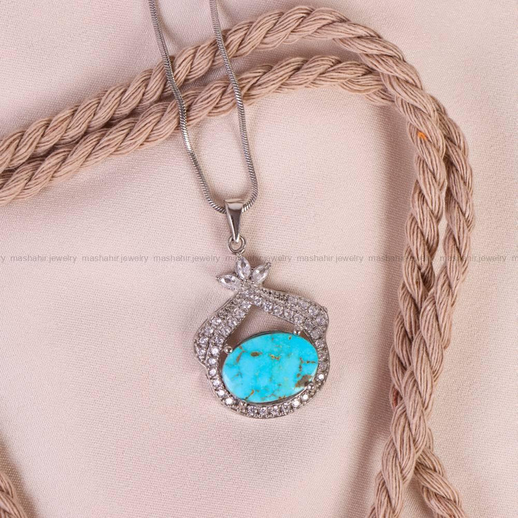 گردنبند فیروزه زنانه کد 5225