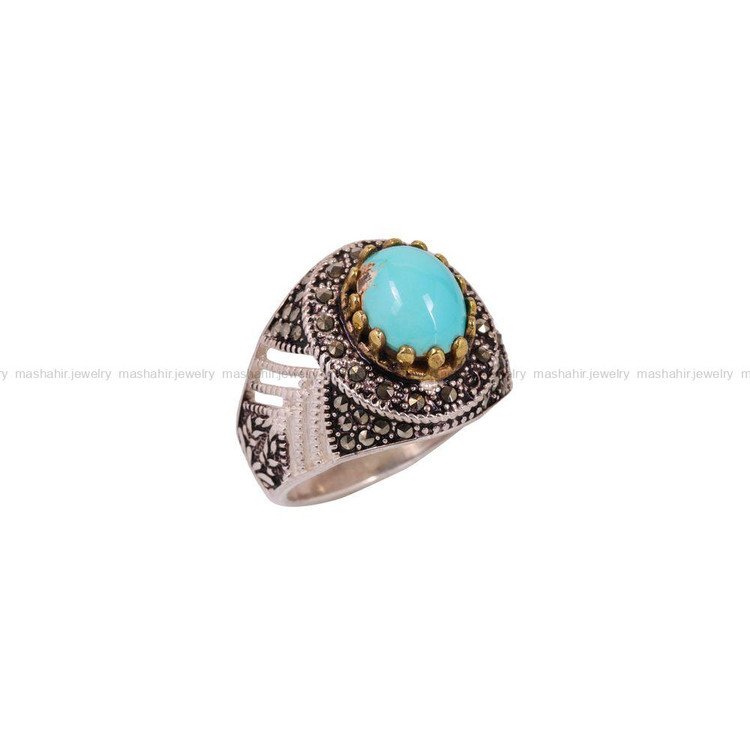 انگشتر فیروزه شجری مردانه کد 4075