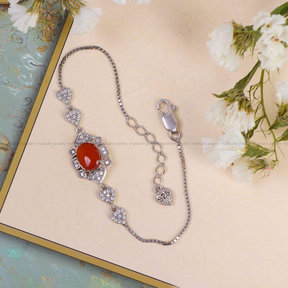 دستبند عقیق یمن زنانه کد 10394