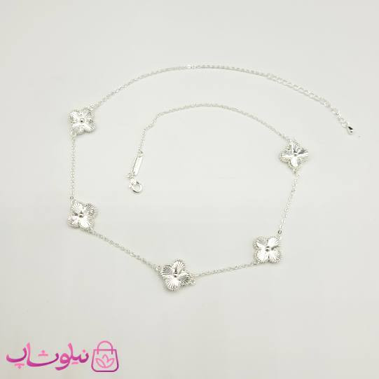 گردنبند زنانه ونکلیف فول آبکاری نقره تراشدار کیفیت مستر کد 750