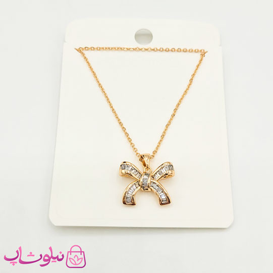 گردنبند دخترانه ژوپینگ مدل پاپیون نگیندار کد 499