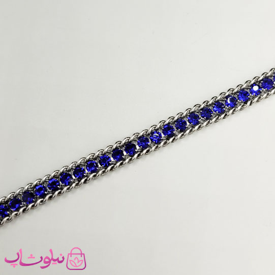 دستبند زنانه ترکیب کارتیه و تنیسی نگین آبی کد 580