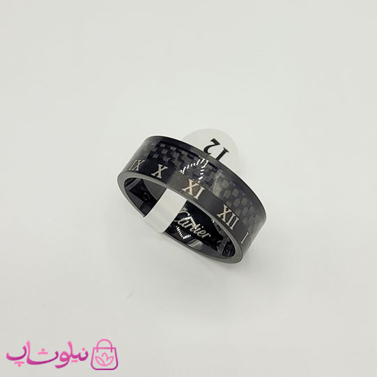 انگشتر مردانه کارتیه مدل اعداد یونانی مشکی کد 460