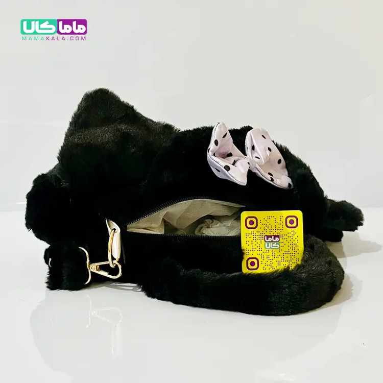 کیف عروسکی کرومی مشکی (دستی و دوشی) 35 سانتیمتر